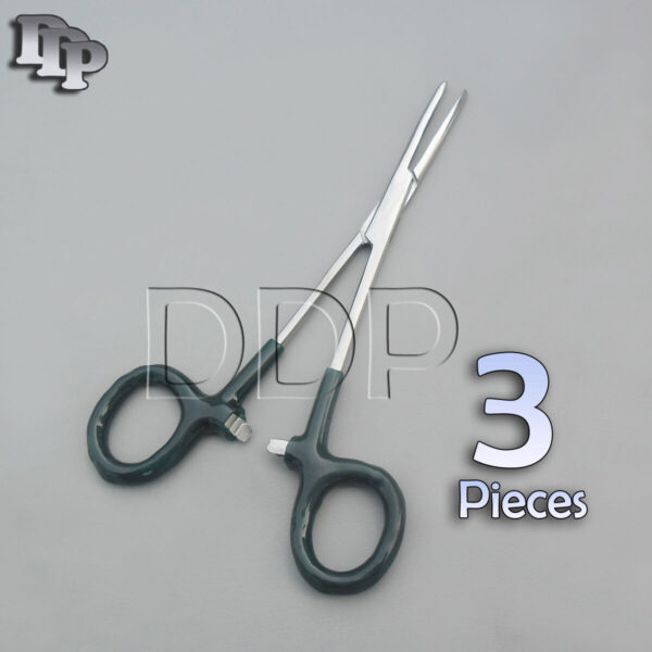 3 Pieces Hemostats Kelly Forceps Surgical Instruments, Green Dep Handle 5.50'' Straight