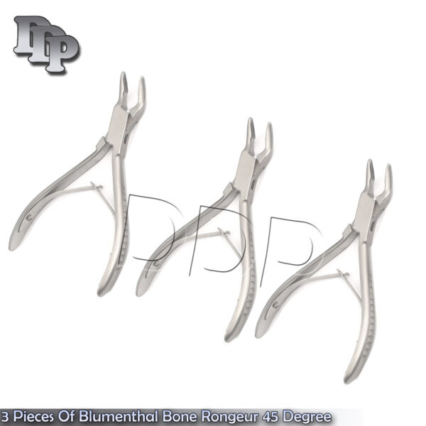 3 Pieces Of Blumenthal Bone Rongeur 45 Degree 5.5'' Surgical Dental Instruments