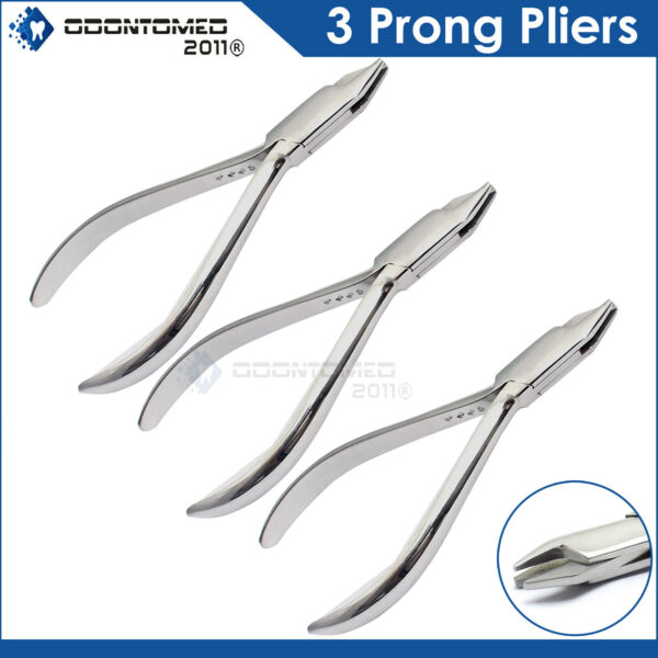 3 Three Prong Plier Orthodontic Clasp Adjusting Dental Instruments German 3 Pcs