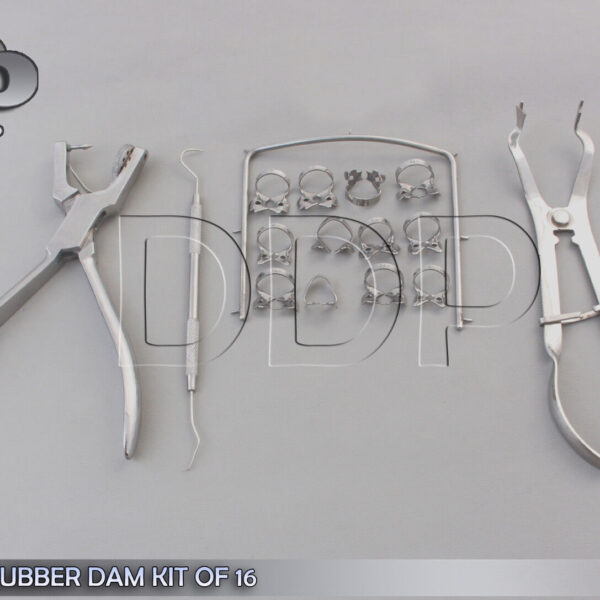 Basic Starter Rubber Dam Kit of 16 Dental Surgical Instruments