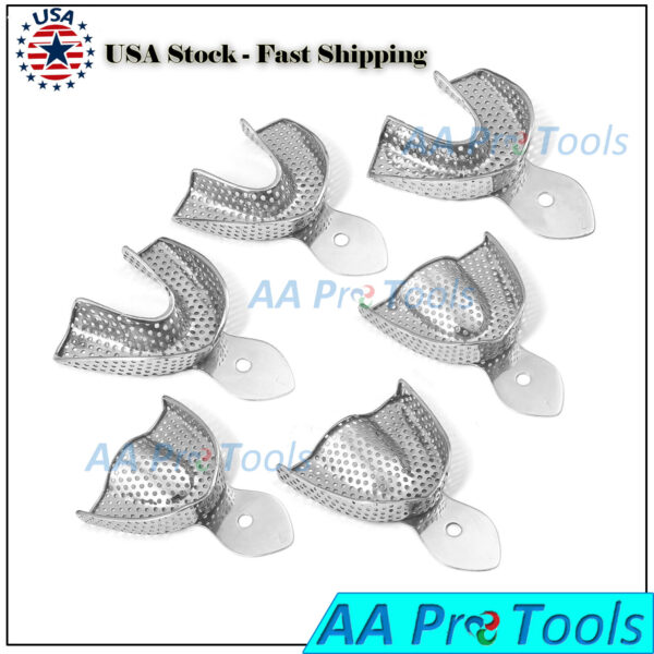 Dental Autoclavable Metal Impression Trays Perforated Stainless Steel S M L