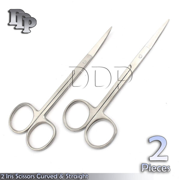 Dental Iris Gum Scissors Straight + Curved Tissue Dissecting Dermatologic Shears