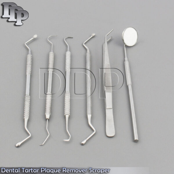 Dental Tartar Plaque Remover Scraper Mouth Mirror Teeth Cleaning Inspection Kit