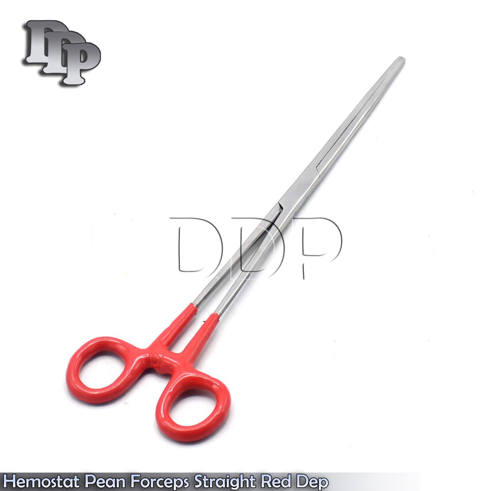 GERMAN-STAINLESS-ROCHESTER-PEAN-HEMOSTAT-FORCEPS-STRAIGHT-SERRATED-TIP-10-RED-372691879156-2