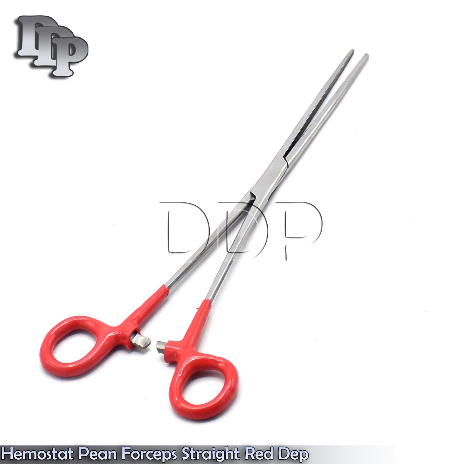 GERMAN-STAINLESS-ROCHESTER-PEAN-HEMOSTAT-FORCEPS-STRAIGHT-SERRATED-TIP-10-RED-372691879156