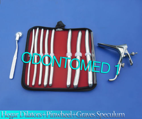 HEGAR-DILATOR-SOUNDS-8-PCS-WARTENBERG-PINWHEEL-3-PRONG-GRAVES-SPECULUM-LARGE-130972802416-2