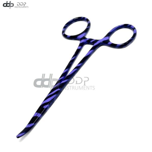 Hemostat Forceps 5.5'' Locking Clamps Full Serrated Curved (Purple Candy Swirls)