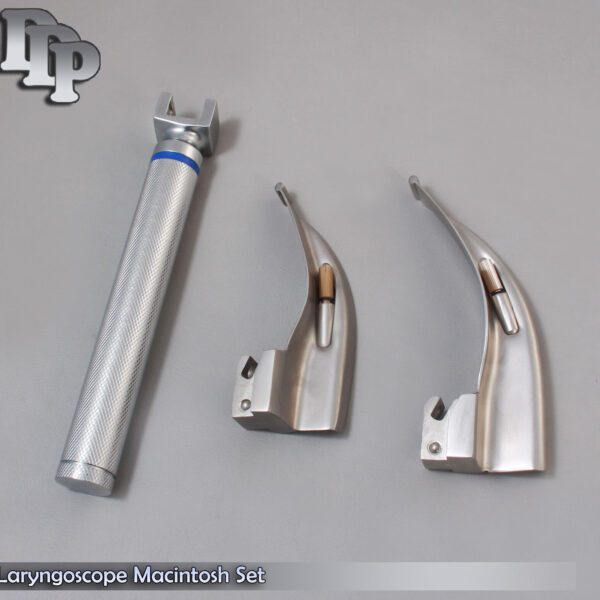 LARYNGOSCOPE SMALL HANDLE AA + 2 MACINTOSH BLADE #1 and #2 ENT ANESTHESIA SET