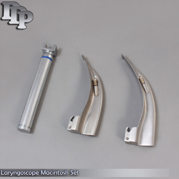 LARYNGOSCOPE SMALL HANDLE AA + 2 MACINTOSH BLADE #3 and #4 ENT ANESTHESIA SET
