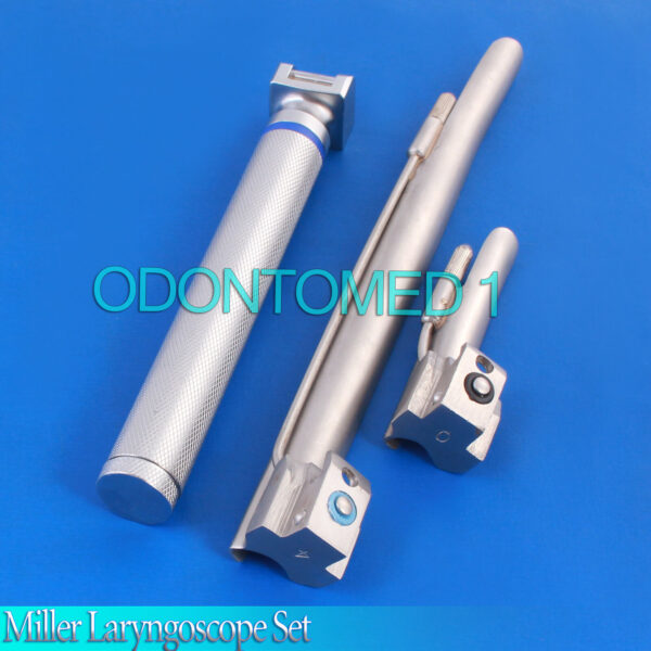 LARYNGOSCOPE SMALL HANDLE AA + 2 MILLER BLADE #0 and #4 ENT ANESTHESIA SET