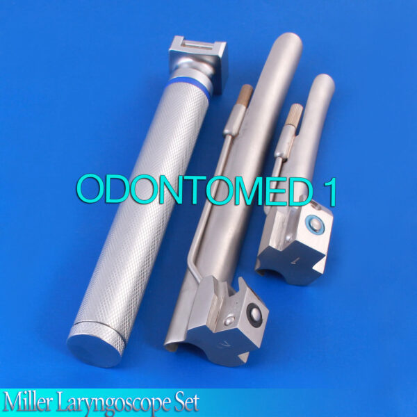 LARYNGOSCOPE SMALL HANDLE AA + 2 MILLER BLADE #1 and #2 ENT ANESTHESIA SET