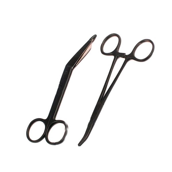 Lister Bandage Scissors 5.5" + Crile Hemostat Forceps 5.5" Curved Black Color