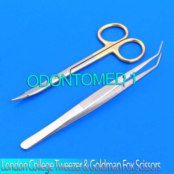 London College Tweezer Dental Goldman Fox Curved Tungsten Carbide TC Basic Kit