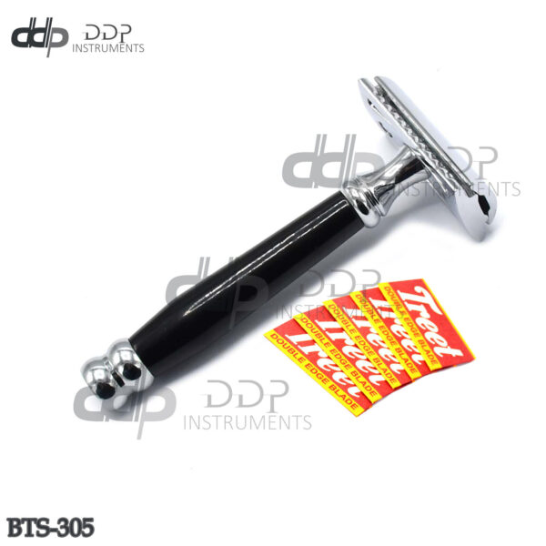 Mens Classic Double Edge Shaving Hair Blade 9.5cm Black Handle Shaving BTS-305
