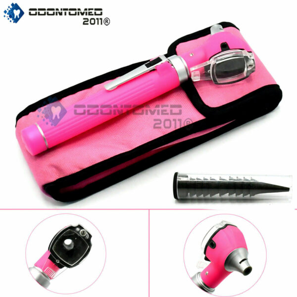 Mini Otoscope, Fiber Optic, Bright LED illumination, Pink Color
