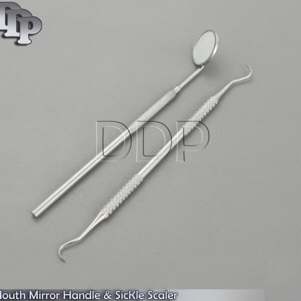 Mouth Mirror No 5 Handle & Sickle Scaler Dental Examination Tool Kit New PR-230