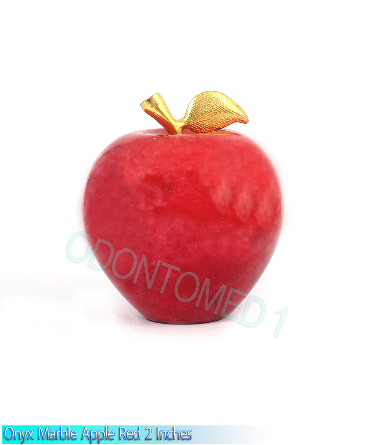 Onyx-Marble-Apple-Red-Color-2-Handicraft-High-Polished-Leaf-Curved-Fruit-Solid-122771041396