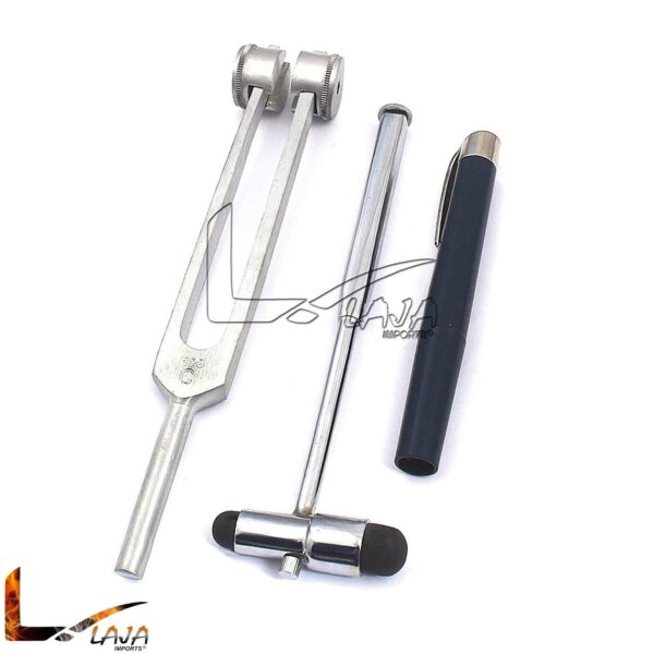 Set of 3 Pcs Reflex Percussion Buck Hammer + Penlight + Tuning Fork C 128