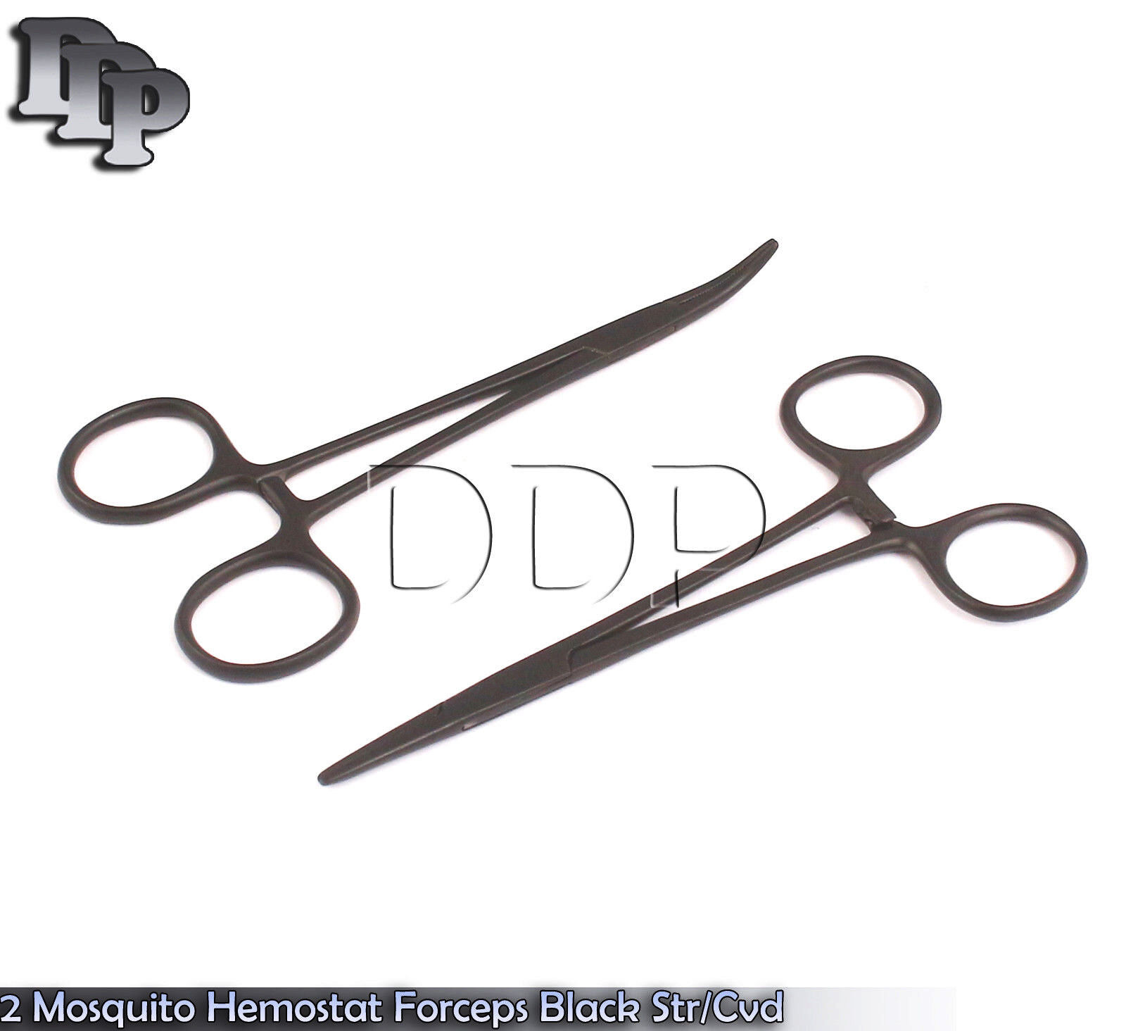 2-Mosquito-Hemostat-Forceps-5-Black-Finish-surgical-vet-instrument-Str-Cvd-122044301177
