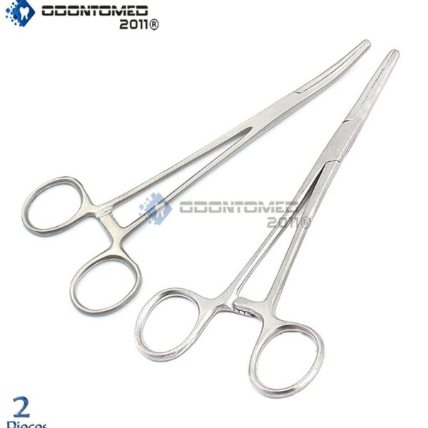 2 Rochester Pean Hemostat Forceps 7" Straight + Curved Surgical Instruments