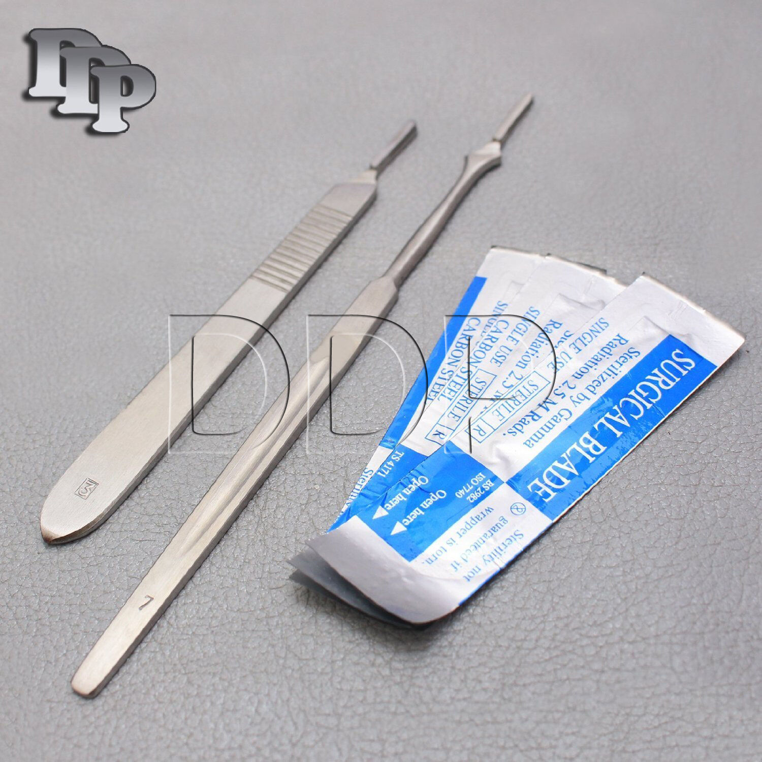2-Stainless-Steel-Scalpel-Handle-7-3-20-Surgical-Sterile-Blades-12-371280372707