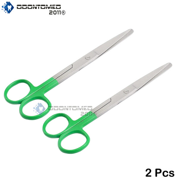 2 Surgical Operating Dressing Surgery Scissors Straight Green Handle SH/BL 5.5''