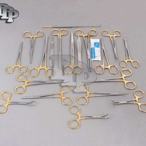 29 GOLD HANDLE FELINE CANINE STUDENT DISSECTION SPAY PACK KIT WITH BLADES #15