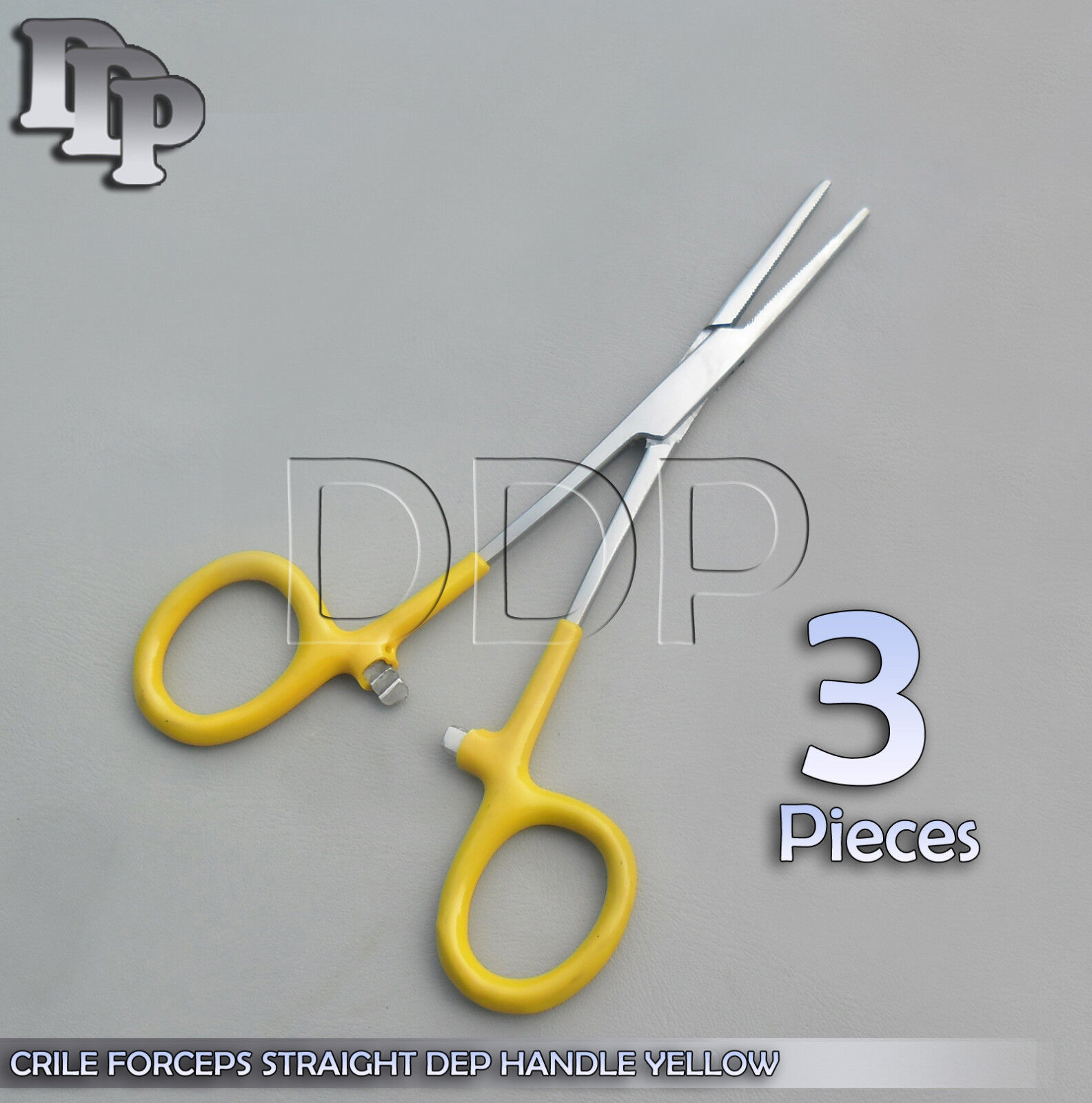 3-Hemostats-Crile-Forceps-Surgical-Instruments-Yellow-Dep-Handle-550-Straight-131416624057