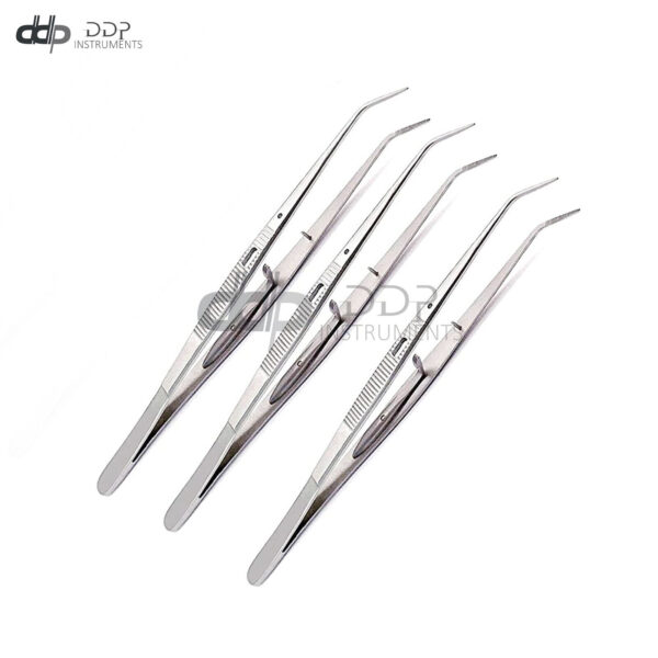 3 Pieces Of London College Self Locking Tweezers Forceps Serrated Dental Surgical Lab