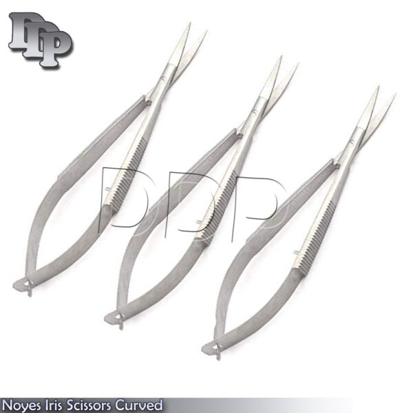 3 Pcs Surgical Microsurgery Iris Curved Noyes Spring Scissor 11.5cm Dissecting