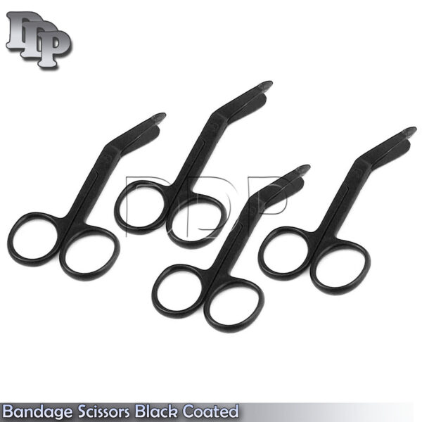 4 Pieces Of Bandage Scissors 3.5'' Black Coated, surgical instruments