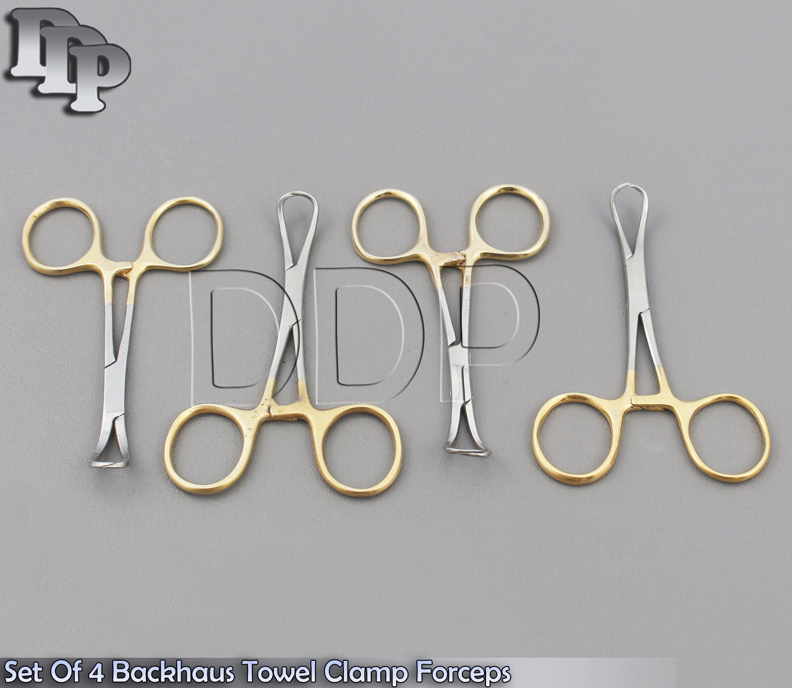 4X-GERMAN-PREMIUM-QUALITY-BACKHAUS-TOWEL-CLAMP-35-W-GOLD-HANDLE-SURGICAL-371867751617