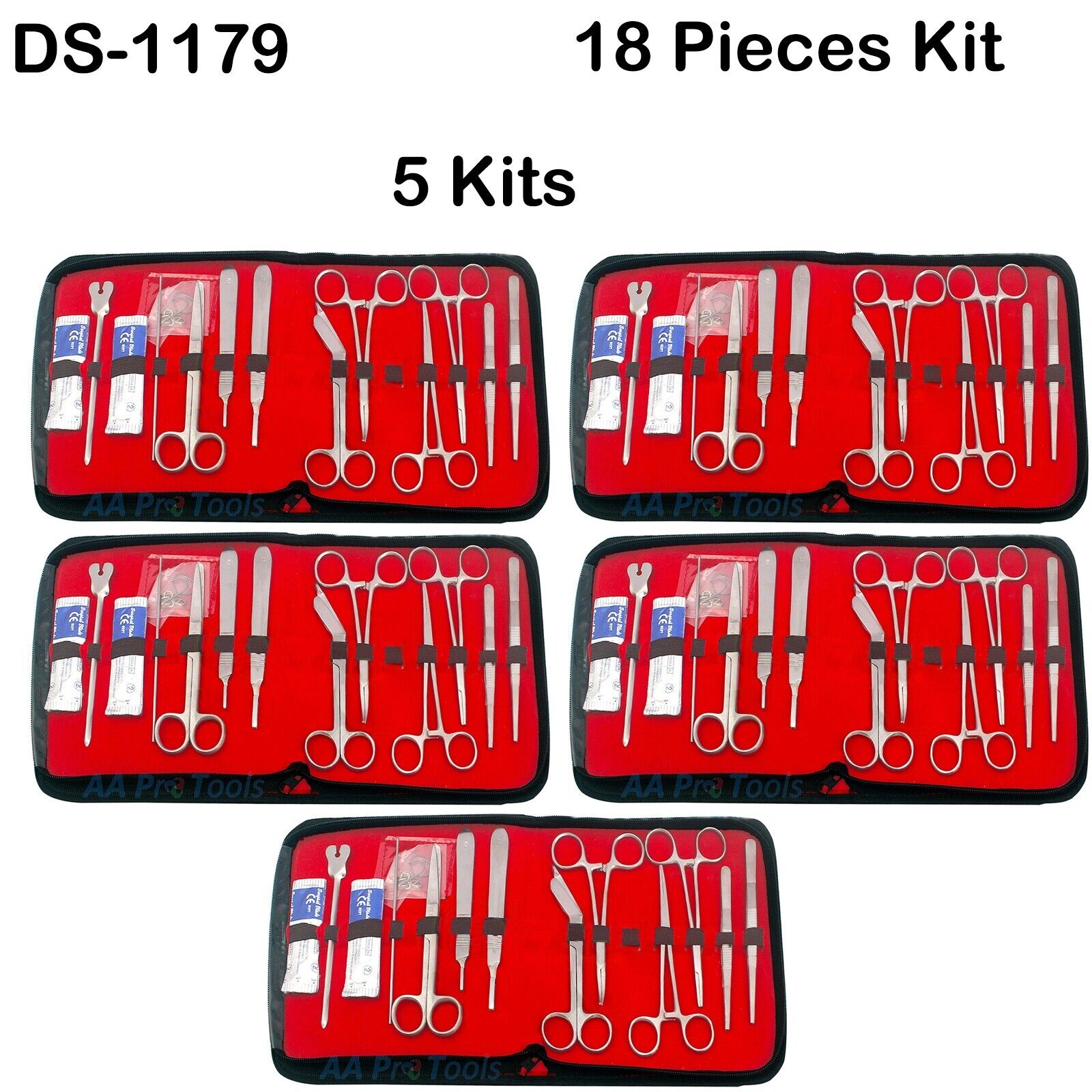 AAPRO-5x-18-pc-Minor-Surgery-Set-Surgical-Instrument-Kit-Stainless-Steel-DS-1179-256096712777