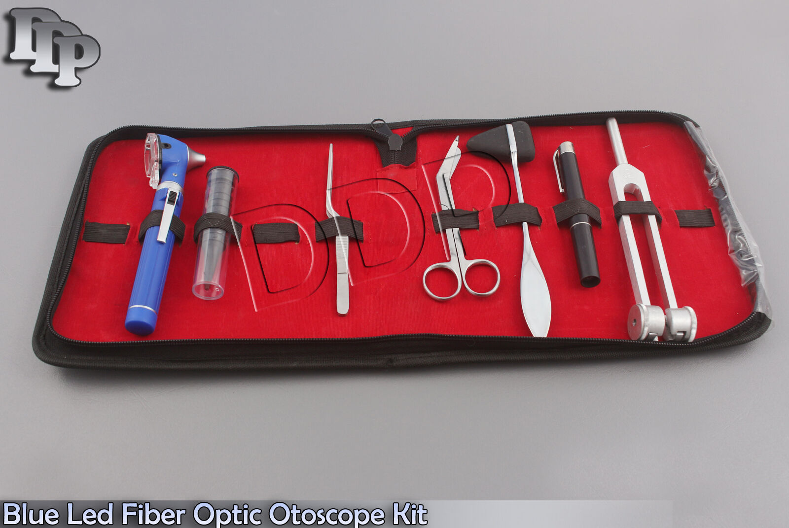 BLUE-LED-FIBER-OPTIC-Otoscope-Tuning-Fork-C128-Reflex-Hammer-Bandage-Scissors-371869545027