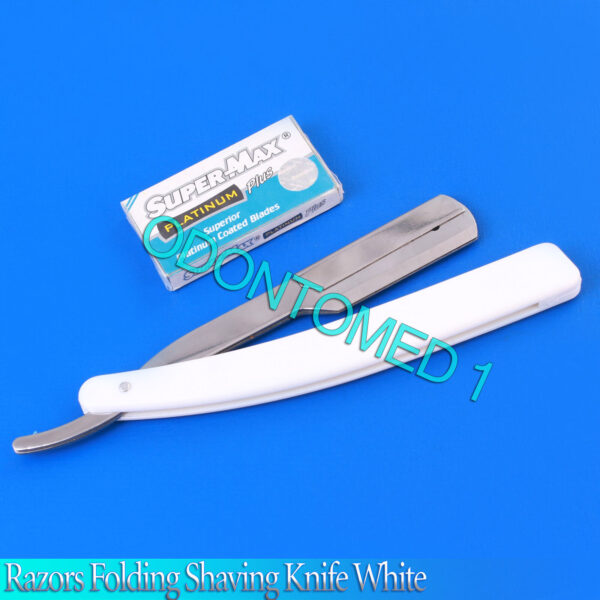 Barber Edge Steel Razors Folding Shaving Knife With 5 Blades White B-803