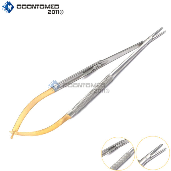 Castroviejo Needle Holder 18 cm with lock TC gold surgical suture Straight