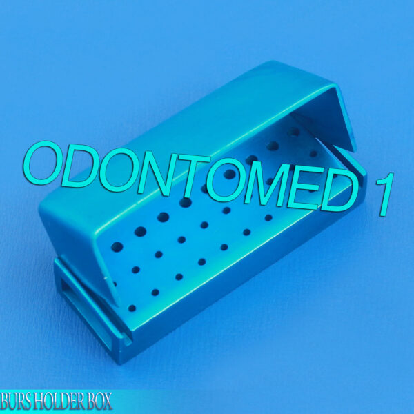 Dental Burs Holder Aluminum Box Autoclave 30 Holes Burs Teal Color DN-2084