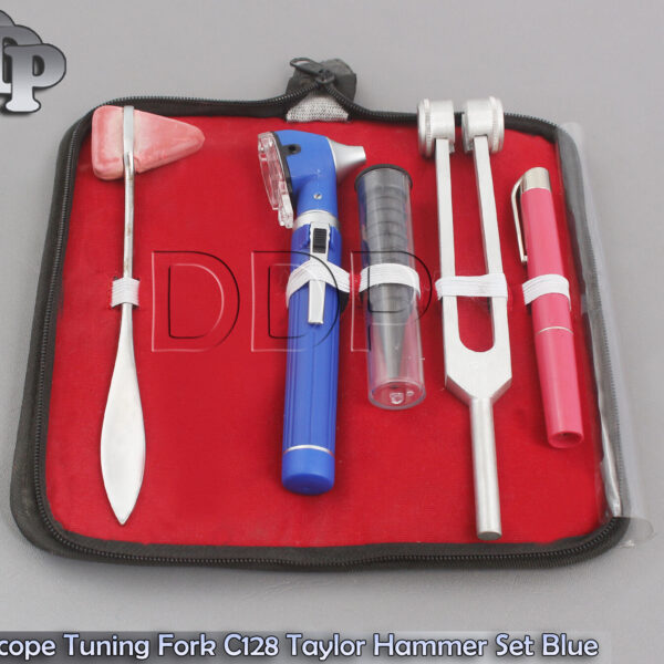 FIBER OPTIC Otoscope Tuning Fork C128 Taylor Hammer Diagnostic SET BLUE DG-03