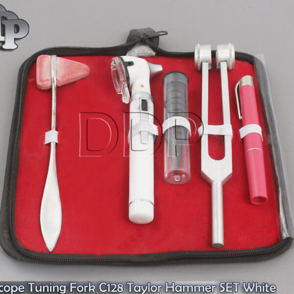 FIBER OPTIC Otoscope Tuning Fork C128 Taylor Hammer Diagnostic SET WHITE DG-06
