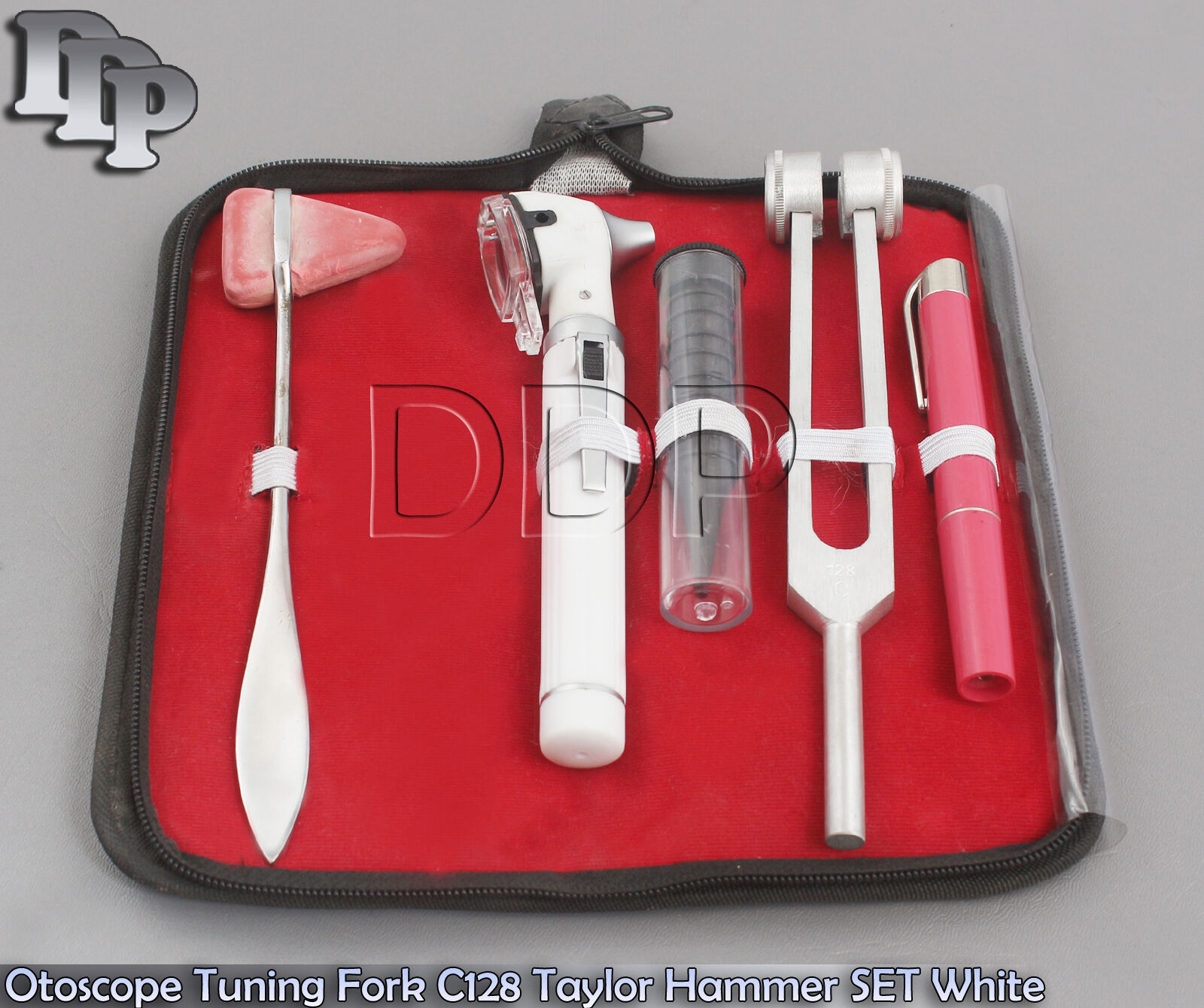 FIBER-OPTIC-Otoscope-Tuning-Fork-C128-Taylor-Hammer-Diagnostic-SET-WHITE-DG-06-371763408877