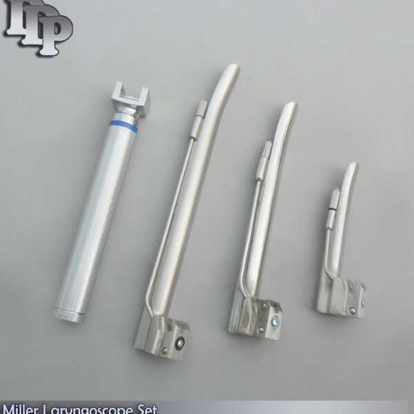LARYNGOSCOPE SMALL HANDLE AA + 3 MILLER BLADE #1 + 2 + 4 ENT ANESTHESIA LS-3044