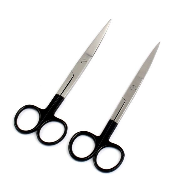 Lot Of 2 Pcs Operating Scissors 5.5'' Sharp/Sharp Str+Cvd Color Handle (Black)