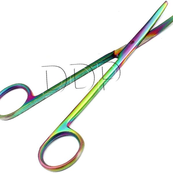 Metzenbaum Tonsil Scissors Multi Titanium Color Curved 5.5" Stainless Steel