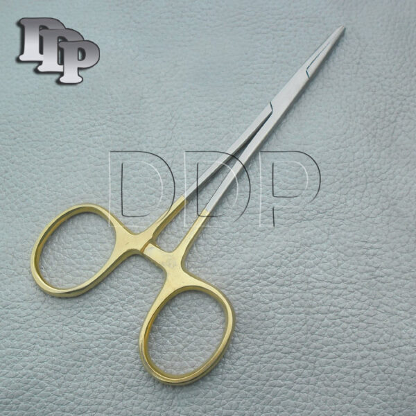 O.R GRADE MOSQUITO HEMOSTAT LOCKING SURGICAL FORCEP 5" STRAIGHT WITH GOLD HANDLE