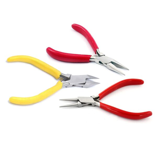 Pack Of 3-piece Economy Plier Set, Color-coded Jewelry Making And Repair Kit