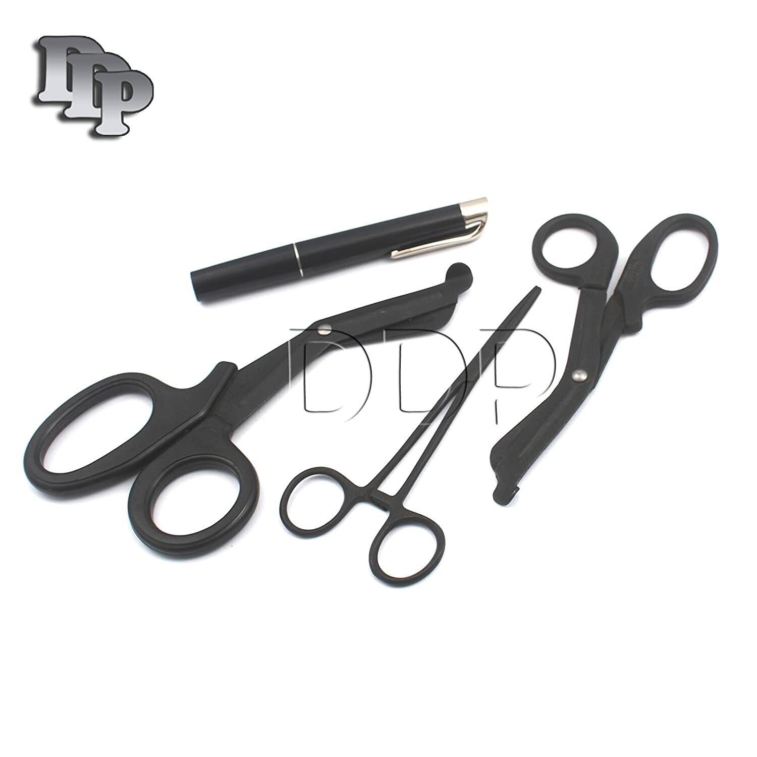 Tactical-Black-Emt-Bandage-Scissors-Shears-Hemostat-Clamp-Tactical-Black-Pen-373143685387