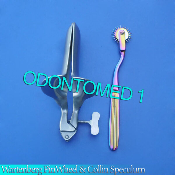 Wartenberg Pin Wheel (Rainbow) Color & Collin Vaginal Speculum Small