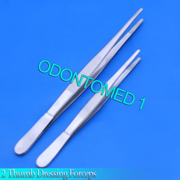 2 PCS THUMB LAB TWEEZERS DRESSING DISSECTION FORCEPS 6" + 8" SERRATED ECONOMY