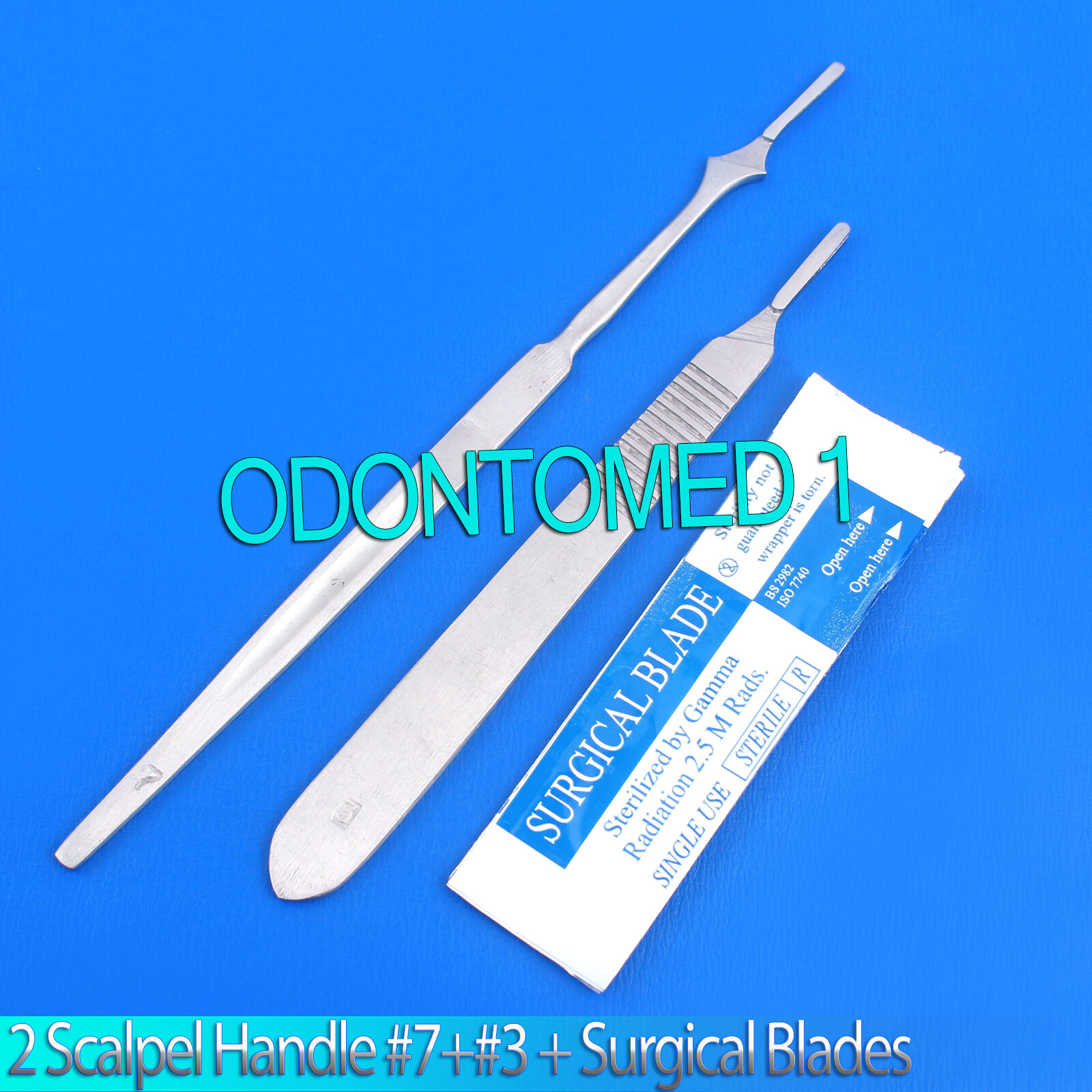 2-STAINLESS-STEEL-SCALPEL-KNIFE-HANDLE-7-3-20-SURGICAL-STERILE-BLADES-15-112193377398
