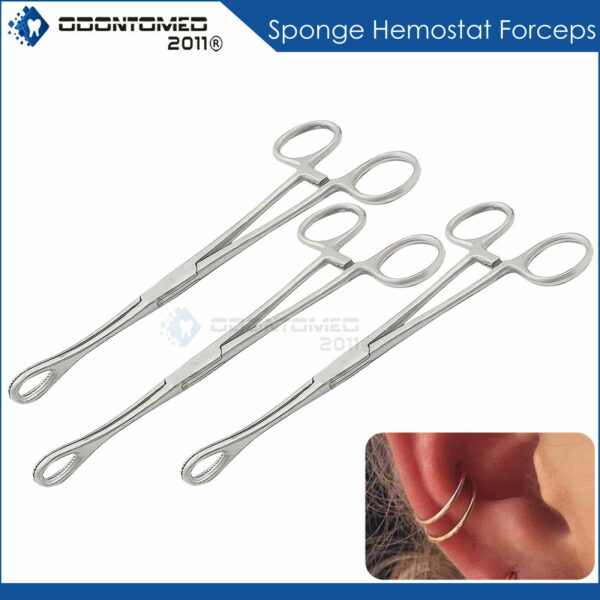 3 SPONGE FORCEPS 9" STRAIGHT GYNECOLOGY SURGICAL INSTRUMENTS
